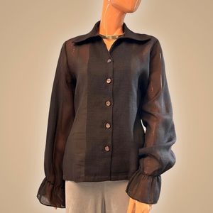SHIP ‘N SHORE Vintage Sheer Puff Sleeve Blouse